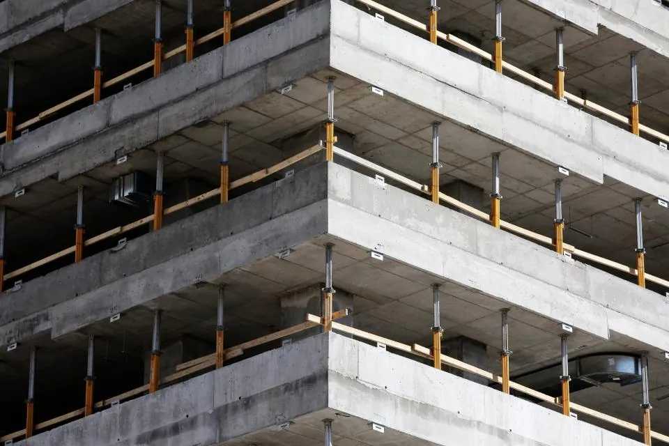 Multi-storey concrete frame of a building under construction