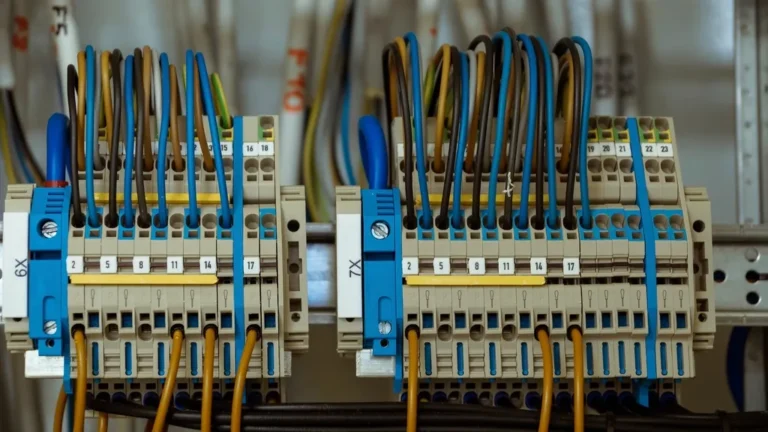 Electrical terminal rail and circuit wiring inside a control panel