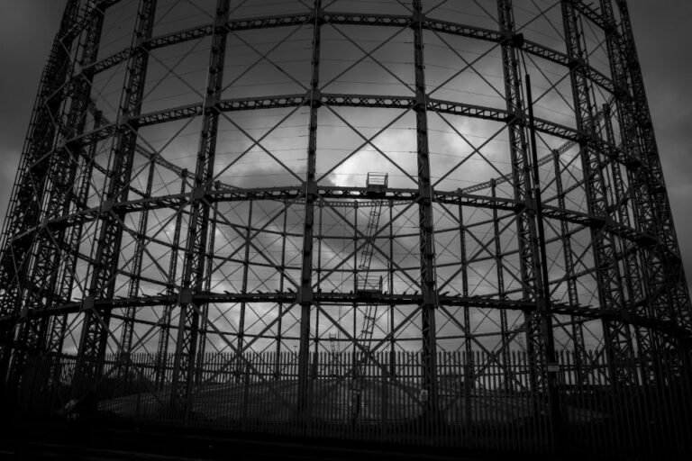 Structural steel frame of a building under construction
